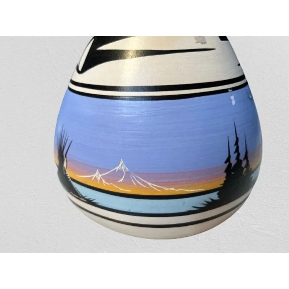 Vintage Signed Native American Pottery Vase Hand-painted
